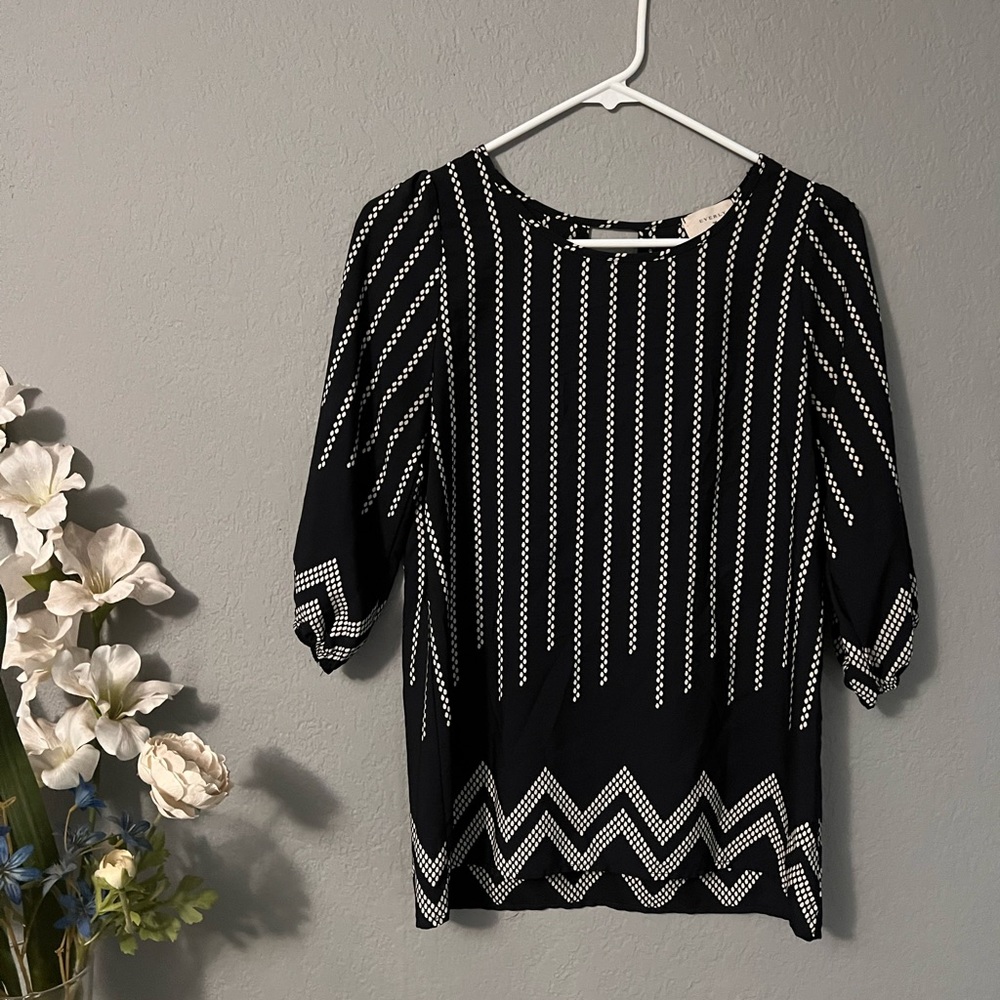 Navy Blue & White Blouse